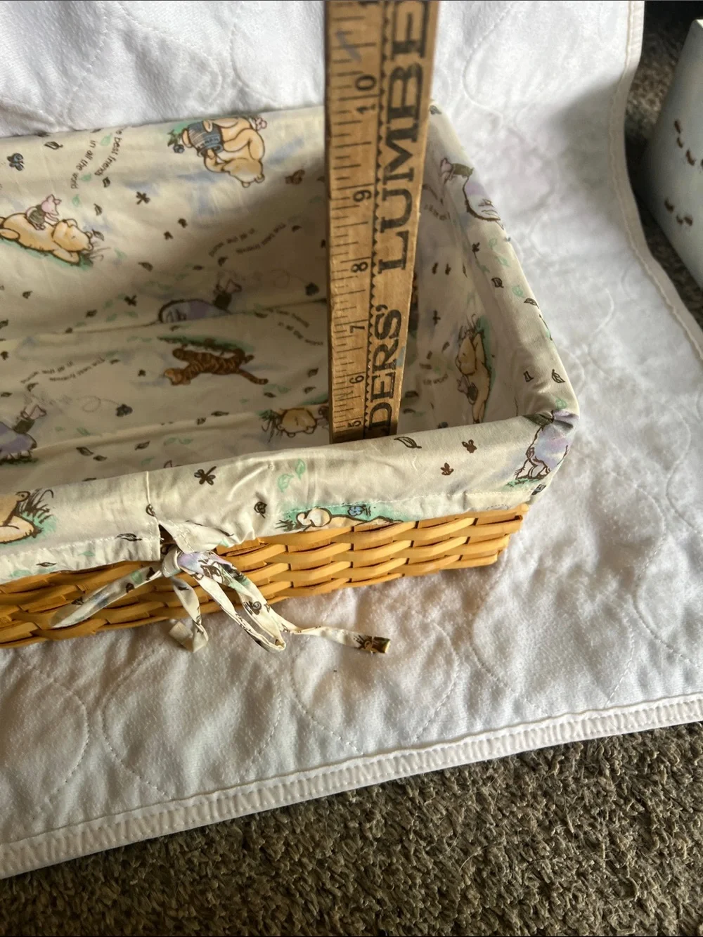 Natural Woven Rectangular Storage Baskets with Classic Pooh Liners (Set of 3)